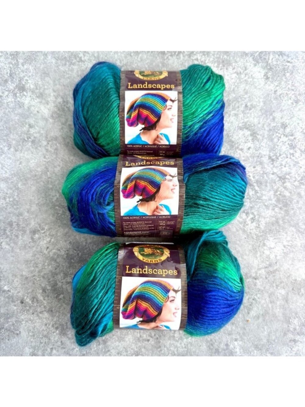 Lion Brand Acrylic Yarn Landscapes BLUE LAGOON 3.5oz 147yd  Same Dye Lot Of 3